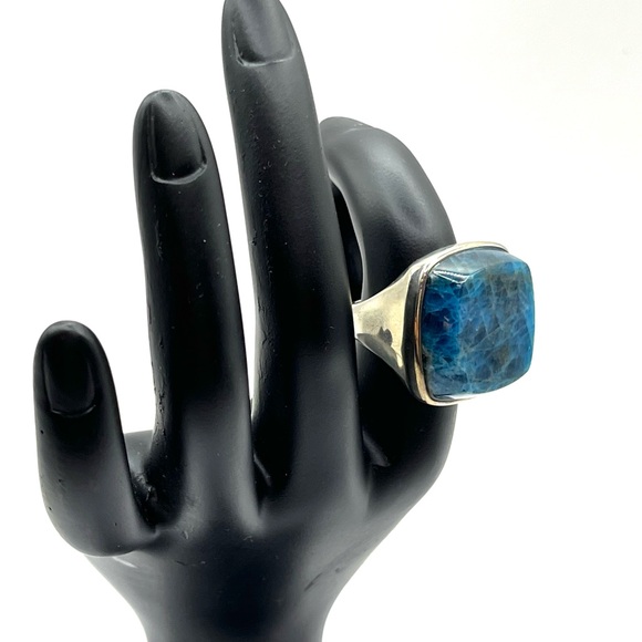JTV Ring Blue Apatite Gemstone Rhodium Plated Sterling Silver Ring - Size 6 - Picture 12 of 15